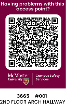 A QR code, with text above it that reads 'Having problems with this access point?'